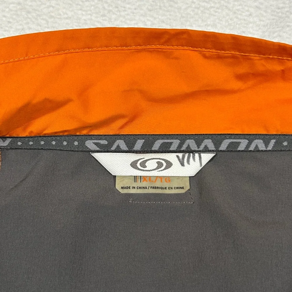 Salomon Windbreaker Jacket Mens XL Orange Grey X3‎ Sports Activity Vehicle Zip